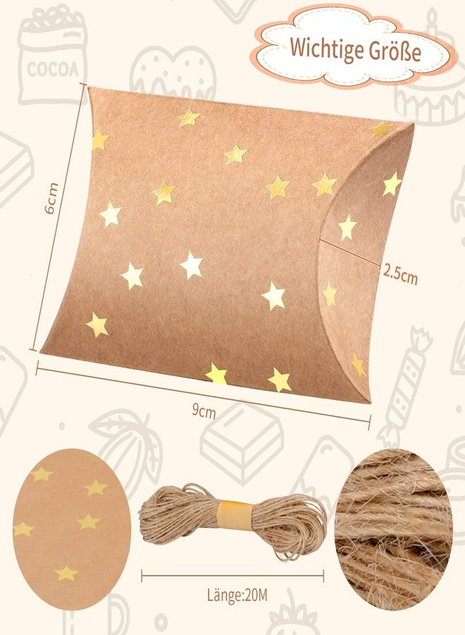 WANGDEFA 100 Pieces 2.36x3.5x0.98 inch Small Gift Pillow Boxes for Gifts Kraft New Year Gift Box Christmas Pillow Boxes Pillow Gift Boxes with Jute String for Wedding New year Present and Birthday Party Favor - Image 2